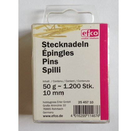 Stecknadeln vergoldet 10mm für Pailletten ca.50g / in der Kunststoffdose von efco