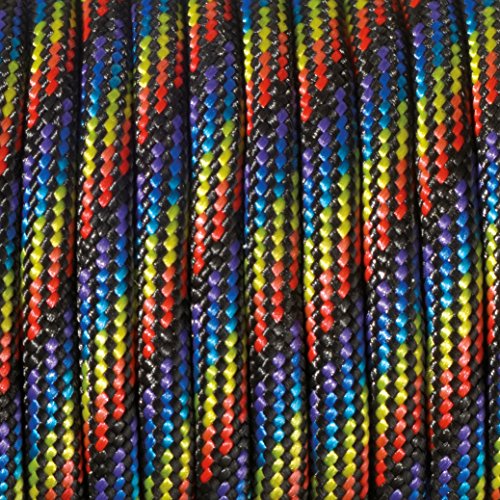 efco Farbe Mix 550 Paracord Seil, Polyester Blend, Rainbow/Schwarz, 4 mm x 4 m von efco