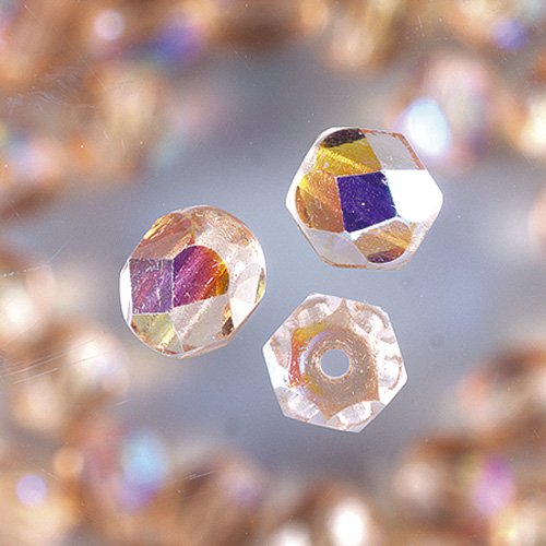efco Glas facettiert, irisierend, rund Perlen, Light Pink, 6 mm, 50 Stück von efco
