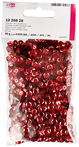 Efco Runde, vertiefte Pailletten, rot, 6 mm, 40 g, 4.000 Stück von efco