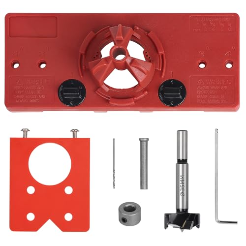 EFUTURETIME Topfband Bohrschablone Scharnier mit 2 Kraftklemme und Forstnerbohrer Ø35mm, Topfscharnier Jig für Topfbänder mit Bohrlochabstand 46/48/52mm von efuturetime