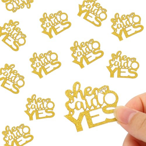 100 Stück She Said Yes Dekorationen, Hochzeitskonfetti, Verlobungsparty-Dekorationen, Hochzeitstischdekorationen, für Hochzeiten, Verlobungsfeiern (Gold) von eggigi