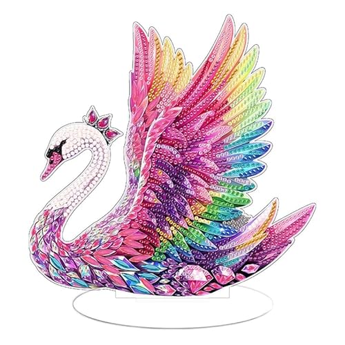 egjxal Swan Diamond Art Painting Desktop Dekorationen, spezielle Form 5D DIY Diamant Kunst Acryl Diamant Kunst Malerei Tier Tischplatte Ornament Kit für Home Office, GJX2216 von egjxal