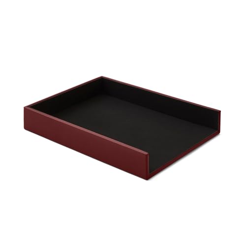 Eglooh - Atena - Ablagefächer für Schreibtisch und Büro Echtes Leder Bordeaux Rot - Bürobedarf Briefablage Papierablage Ablagekorb für DIN A4 - cm 32 x 24,2 x H.5 - Made in Italy von eglooh