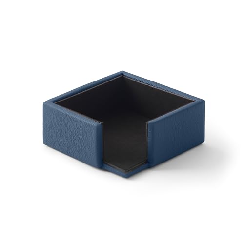 Eglooh - Atena - Notizzettel Box Echtes Leder Blau - Zettelbox, Notizklotz, Zettelkasten für Schreibtisch und Büro - cm 11,2 x 11,2 x H.4,5 - Made in Italy von eglooh