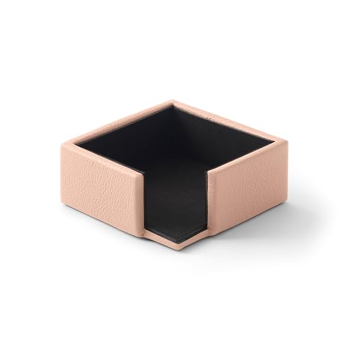 Eglooh - Atena - Notizzettel Box Echtes Leder Puder Rosa - Zettelbox, Notizklotz, Zettelkasten für Schreibtisch und Büro - cm 11,2 x 11,2 x H.4,5 - Made in Italy von eglooh