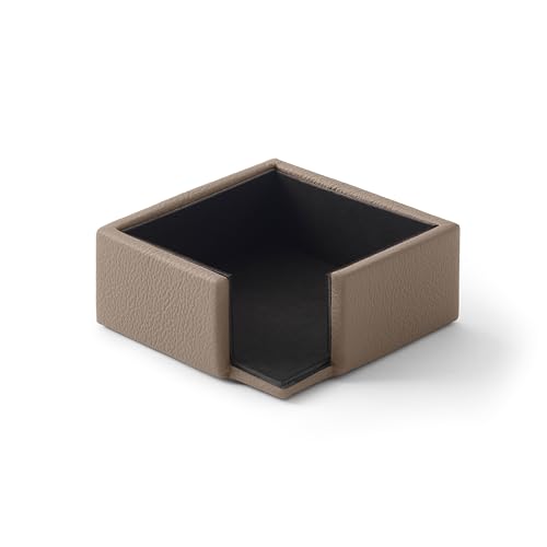 Eglooh - Atena - Notizzettel Box Echtes Leder Taupe Grau - Zettelbox, Notizklotz, Zettelkasten für Schreibtisch und Büro - cm 11,2 x 11,2 x H.4,5 - Made in Italy von eglooh