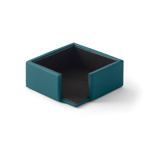 Eglooh - Atena - Notizzettel Box Echtes Leder Türkisgrün Blau - Zettelbox, Notizklotz, Zettelkasten für Schreibtisch und Büro - cm 11,2 x 11,2 x H.4,5 - Made in Italy von eglooh