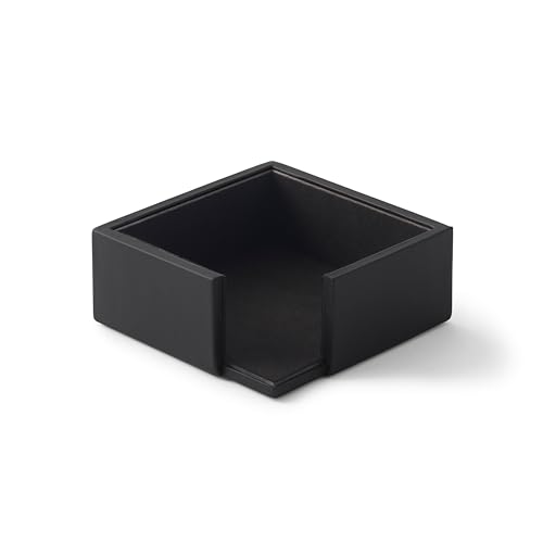 Eglooh - Minerva - Notizzettel Box Leder Schwarz - Zettelbox, Notizklotz, Zettelkasten für Schreibtisch und Büro - cm 11,2 x 11,2 x H.4,5 - Made in Italy von eglooh