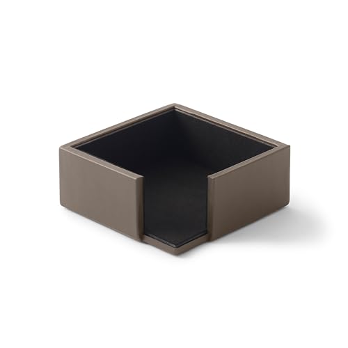 Eglooh - Minerva - Notizzettel Box Leder Taupe Grau - Zettelbox, Notizklotz, Zettelkasten für Schreibtisch und Büro - cm 11,2 x 11,2 x H.4,5 - Made in Italy von eglooh