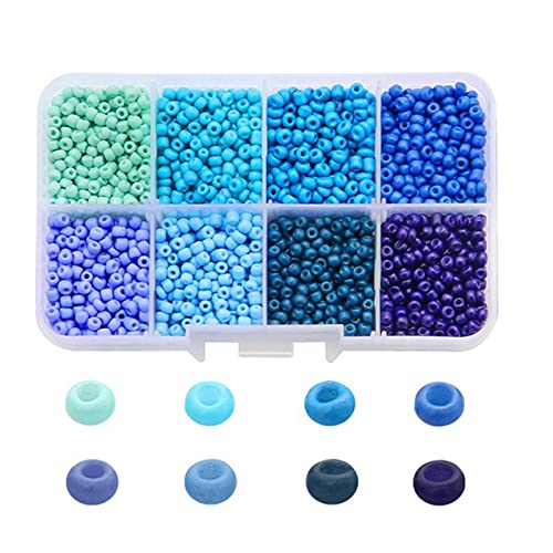 ehbn9 1 Box 8 Farbe Runde Acrylperlen 3mm Lose Distanzperlen mit Loch für DIY Handwerk Armband Halskette Schmuckherstellung Blau von ehbn9