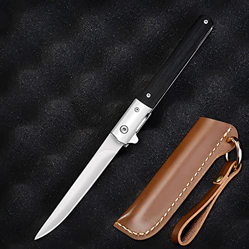 eiloszf Taschenmesser extra scharf Einhandmesser Klappmesser mit Holzgriff Outdoor & Survival Messer mit Edelstahlklinge für Arbeit Wandern Camping (Pointed-Schwarz) von eiloszf