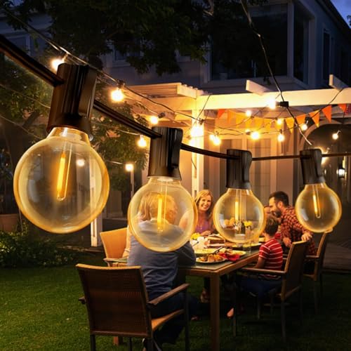 Led Lichterkette Außen, 11M Outdoor Lichterkette Strom mit G40 25+2 bruchsichen Glühbirnen, IP44 Wasserdicht Lichterketten Außenbereich für Garten, Hochzeit, Party Warmweiß von eisaro