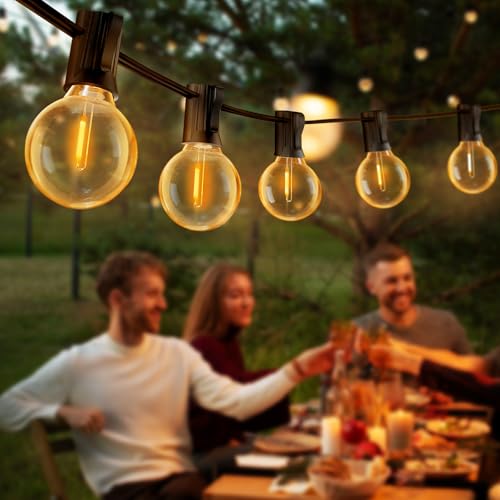 Lichterkette Außen Strom - LED Outdoor Lichterkette Glühbirnen Außen Innen Strom mit Stecker, 19M 30+3 Warmweiße IP44 G40 Glühbirnen Plastik für Balkon Party Camping Garten Hochzeit Terrasse v715024 von eisaro