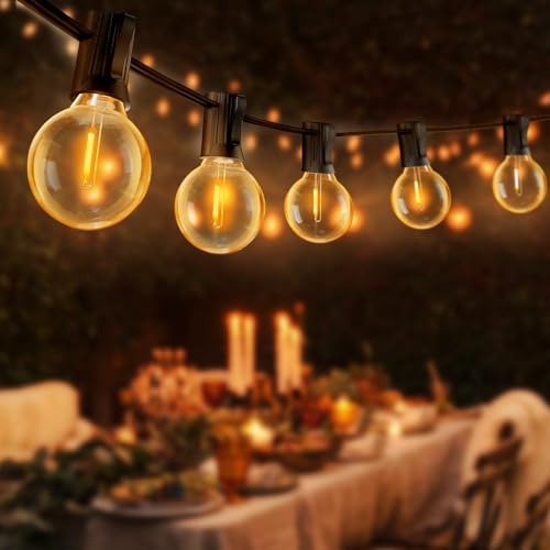 eisaro Lichterkette LED Außen Strom 19M G40 Glühbirnen Garten Beleuchtung Balkon für Terrasse Party Lichterketten Aussen IP44 Wetterfest Pavillon String Lights Aussenlichterkette v715021 von eisaro