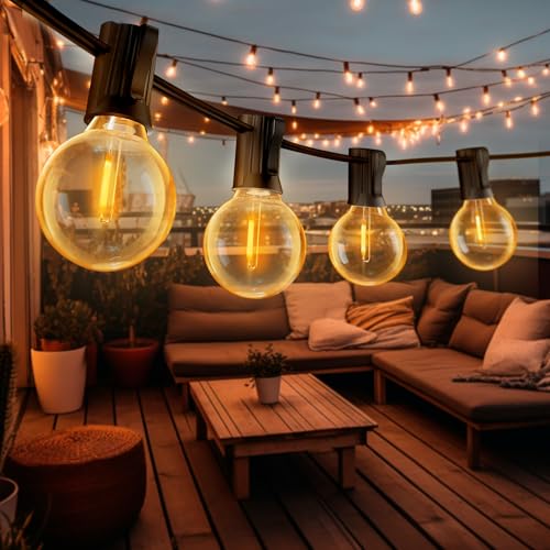 eisaro Lichterkette Led Außen Strom Outdoor - 19M 62FT 30+3 G40 Glühbirnen Garten Beleuchtung Balkon Lichterketten Aussen IP44 Wetterfest Pavillon String Lights e517008 von eisaro