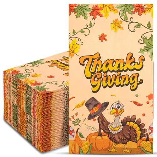 EI Papierservietten, 3-lagig, für Thanksgiving, Türkei, Kürbis, Herbstblätter, Herbstblätter, Partyzubehör für Thanksgiving, Herbsternte, 100 Stück von ejonirinjonir