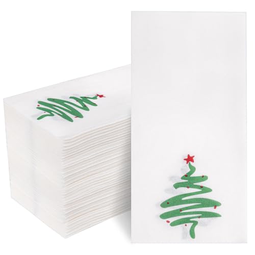 EI Weihnachtsservietten, Weihnachtsbaum-Papierservietten, Weihnachtsfeier-Dekorationen, Weihnachts-Servietten, Einweg-Servietten, grüne und rote Papierservietten für Badezimmer, Küche, Urlaub, von ejonirinjonir