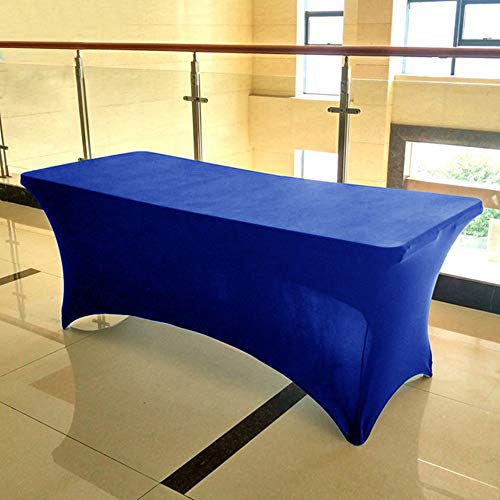 ele ELEOPTION Stretch Husse,Rechteckige Tischhusse,Premium Spandex Tischabdeckung,Biertischhussen für 4 Fuß Tisch Waschbar Tischdecke für Küche Hochzeit Party Bankett (Blau, 122 x 76 x 76 cm) von ele ELEOPTION