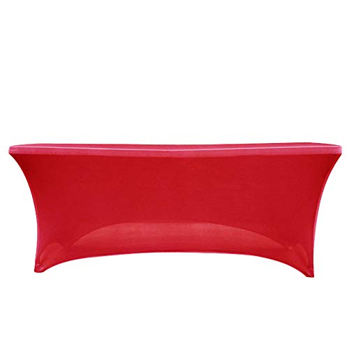 ele ELEOPTION Stretch Husse,Rechteckige Tischhusse,Premium Spandex Tischabdeckung,Biertischhussen für 4 Fuß Tisch Waschbar Tischdecke für Küche Hochzeit Party Bankett (Rot, 183 x 76 x 76 cm) von ele ELEOPTION