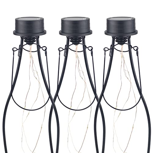 elfonsol Solar-Weinflaschen-Lichter-Set zum Aufhängen im Freien, 10 LEDs, wasserdicht, Gartendekoration, 3 Stück von elfonsol