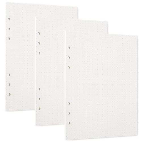 A5 Papier Gepunkte Nachfüllpapier Set, 6 Löcher Nachfüllbare Notizpapier Refill Paper, 135 Blätter Notebook Squared Paper Nachfülleinlagen für A5 Notizbuch Tagbuch Skizze Malerei von elthmpr