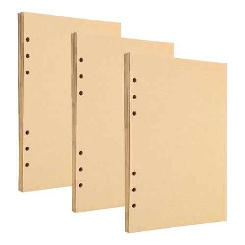 elthmpr Nachfüllpapier A5-3 Pack A5 Nachfüllbar Notizpapier 6 Löcher Kraftpapier 135 Blätter Refill Leeres Papier Nachfülleinlagen für A5 Notizbuch Agenden Planer Malerei Tagbuch von elthmpr