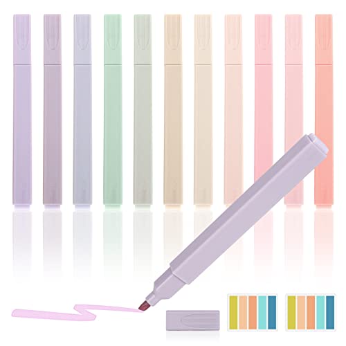 elthmpr Textmarker Pastell Highlighter Pen - 12 Stück Marker Stifte Textmarker Aesthetic Pastellstifte Farben Schulsachen Aesthetic für Journal Bibel Planer Notizen Schule Bürobedarf von elthmpr