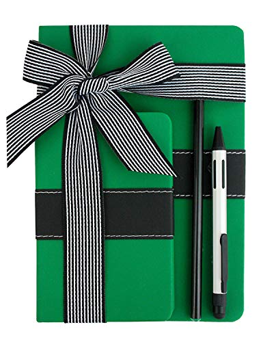 Emartbuy Cool Briefpapier Einzigartiges Geschenk Set mit A5 und A6 PU Leder Notizbuch Tagebuch Kugelschreiber mit Stift Kristallstift im Band - Grün von emartbuy