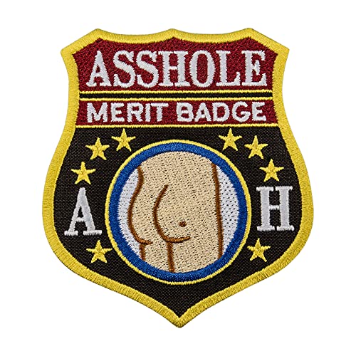 Asshole Merit Abzeichen – Junggesellenabschied lustige Zitate – bestickte Aufbügler Sprüche Patches – Größe: 8,1 x 9,4 cm von embroverse