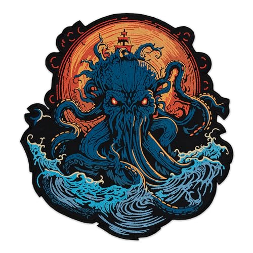 EMBROVERSE Epic Kraken bestickter großer Aufnäher – nautische Ozean-Fantasie-Legende zum Aufbügeln auf der Rückseite – Mythisches Meeresmonster-Oktopus, 38,1 x 40,6 cm von embroverse