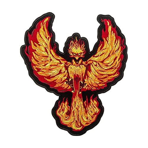 EMBROVERSE Fire Phoenix Patch – Rot Gold Mystic Bird – bestickte Aufnäher zum Aufbügeln – Größe: 24,9 x 28,4 cm von embroverse