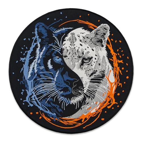 EMBROVERSE Großer bestickter Aufnäher mit Yin-Yang-Leoparden-Motiv, große Katzen, Rückenjacke, Balance der wilden Majestät, doppelte Naturstärke, Bügelapplikation, 33,5 cm von embroverse