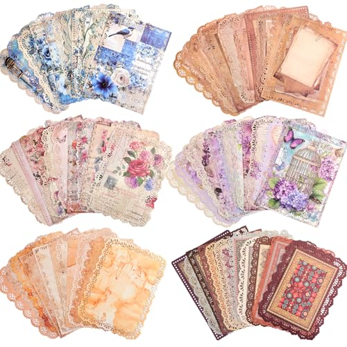 66 Blatt Spitzenkanten, Scrapbook-Papier-Set, 6 Packungen, Vintage, dekoratives Papier, Scrapbooking-Zubehör für Briefschreiben, Hintergrund, Schreibwaren, Ephemera für Junk-Journaling 66 Blatt Spitzenkanten, Scrapbook-Papier-Set, 6 Packungen, Vintage, dekoratives Papier, Scrapbooking-Zubehör für Briefschreiben, Hintergrund, Schreibwaren, Ephemera für Junk-Journaling von emmoolife