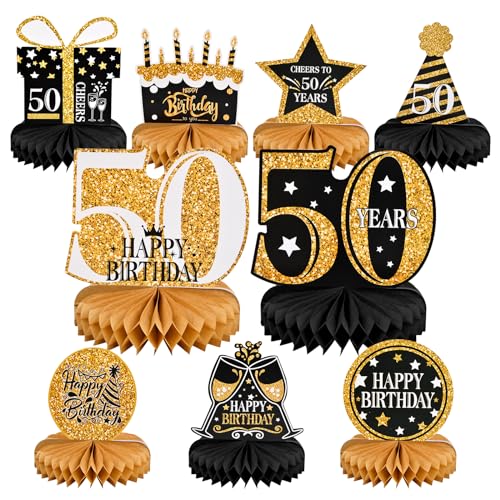 9 Stück Deko 50 Geburtstag Mann 50. Geburtstag Tischdeko Schwarz Gold Tischdeko 50. Geburtstag Frauen 50 Jahre Party Deko für Männer Frauen Geburtstag Männer Deko für 50 Geburtstag Party Dekoration von emperoch