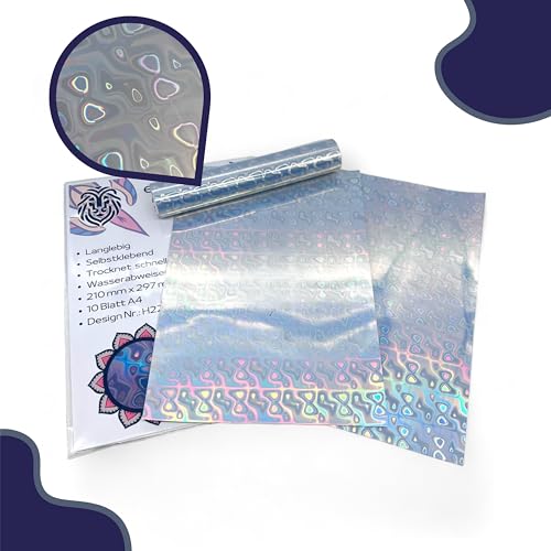 EMPOLEO Sticker Papier A4 10 Blatt Holographische selbstklebende Folie DIY Bedruckbares Vinyl Bastel Aufkleber Advendskalender Holo Tintenstrahl- Laser-Drucker (Spectrum) von empoleo