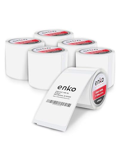 enKo (6 Rollen, 1800 Etiketten) Adress-, Versand- und Barcode-Etiketten 30256 (2-5/16 x 4 Zoll) kompatibel für Dymo LabelWriter von enKo Products