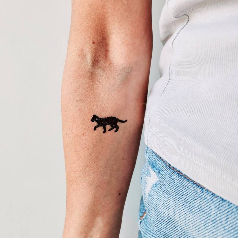 3 Temporäre Tattoos Einer Katze, Die Auf Meiner Schulter Läuft/Temporäres Katzen-Silhouetten-Tattoo Geschenk Für Katzenliebhaber von encredelicate