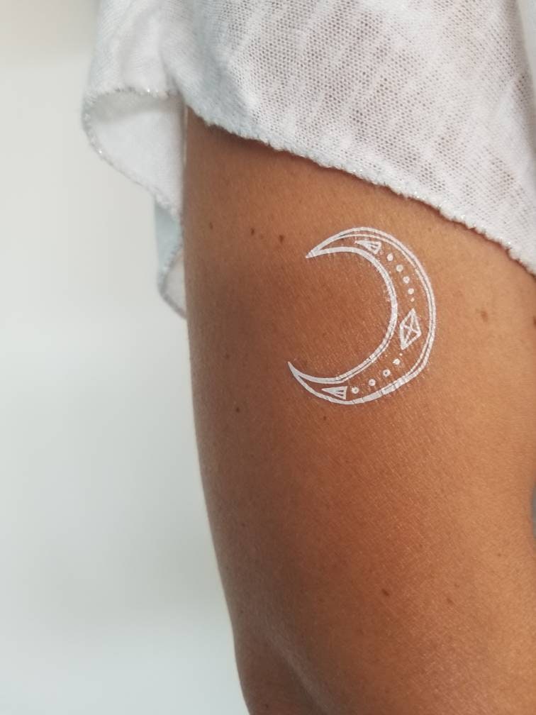 Boho White Moon Temporäres Tattoo von encredelicate