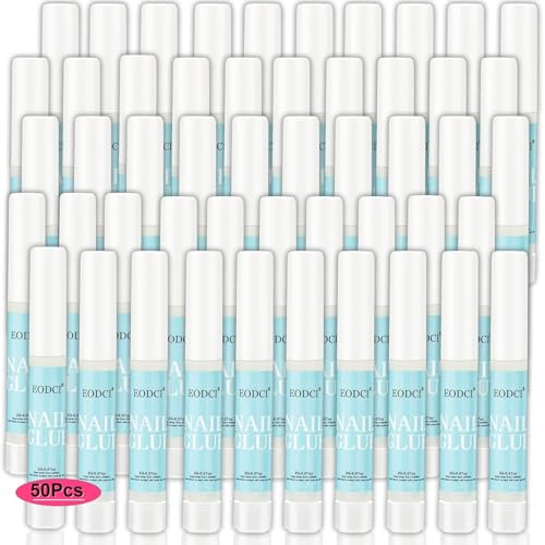 EODCI 50pcs Nagelkleber, Nagelkleber für Kunstnägel, Nagelkleber Extra Stark Nagelkleber, Sekundenkleber für Nägel, Press On Nails für Tips, Nagel Kleber Nagelkleber Für Eingerissene Nägel von eodci