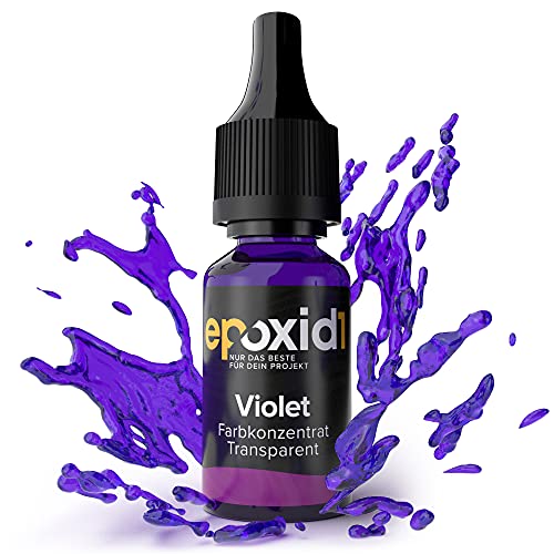 Epoxid1® transparente Farbe | violette hochkonzentrierte Epoxidharz Farbe | flüssige Tinte zum Färben von Kunstharz | kraftvoll & stark | Harz Farbe mit Tröpfchendosierer von epoxid1