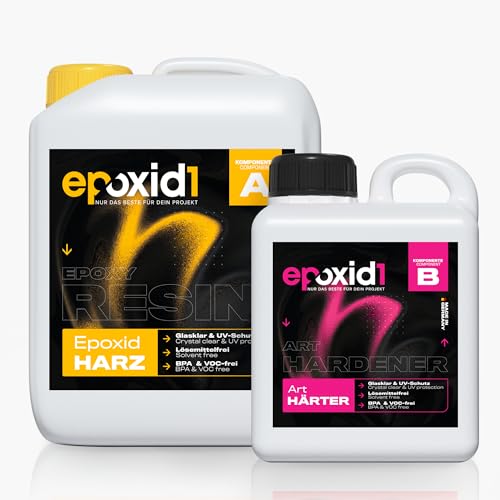 epoxid1® -ART- Epoxidharz mit Härter 2,1kg Set | glasklar & blasenfrei | ideal für Resin-Kunst bis 2cm | Für Anfänger & Profis | Premium Qualität Made in Germany von epoxid1