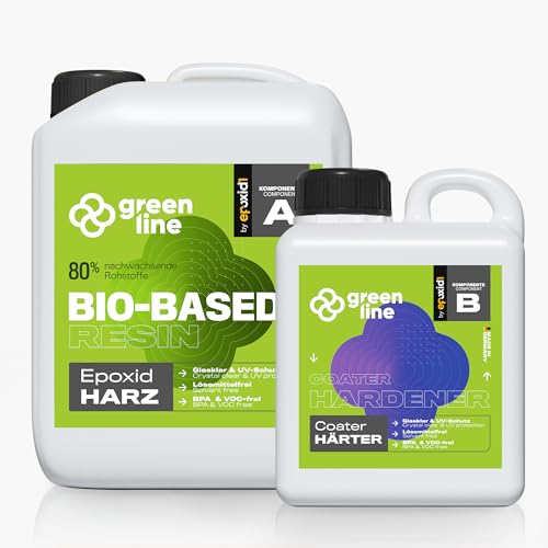 epoxid1® Epoxidharz mit Härter Green Line Coater | glasklar & blasenfrei | ideal zum Basteln & Gießen von Resin Art | Kunstharz Set für Anfänger & Profis | Premium Qualität Made in Germany (3kg) von epoxid1