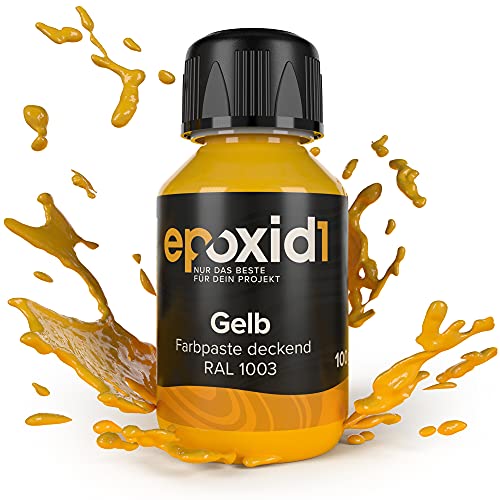 epoxid1® Farbpaste Epoxidharz | Deckende Epoxidharz Farbe | Paste zum Färben von Kunstharz | kräftig deckend & brilliant | Farben für Epoxidharz (Gelb RAL 1003) von epoxid1
