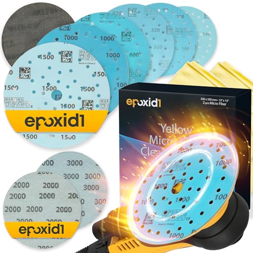 epoxid1® Schleifset für Epoxid-Harz-Oberflächen, Epoxidharz-Tische - Netinterface & Schleifpad Set - feines Schleifen & Polieren von Epoxyd-Harz, Kunstharz, Nassschleifpapier, Schmirgelpapier von epoxid1