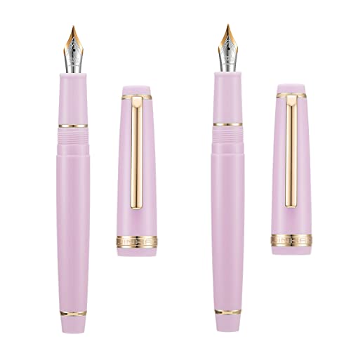 2 Stück Jinhao 82 Harz Füllfederhalter Iridium Extra Fein & Feine Feder mit Konverter, Rosa mit Golden Clip Schreibstift Set von erofa