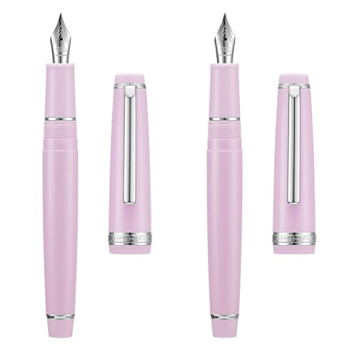 2 Stück Jinhao 82 Harz Füllfederhalter Iridium Extra Fein & Feine Feder mit Konverter, Rosa mit Silberclip Schreibstift Set von erofa