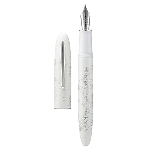 erofa Hongdian N23 Weißer Hase Füllfederhalter, Lange Klinge Mittlere Spitze Silber Trim, jahr Glück Hase Schnitzerei Design, Glatt Schreibstift mit Konverter und Metall Stift Box Set von erofa