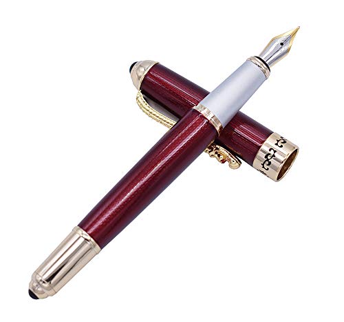 Jinhao 1000 Füllfederhalter, rote Spitze, Rubinaugen, Golden Dragon Clip von erofa