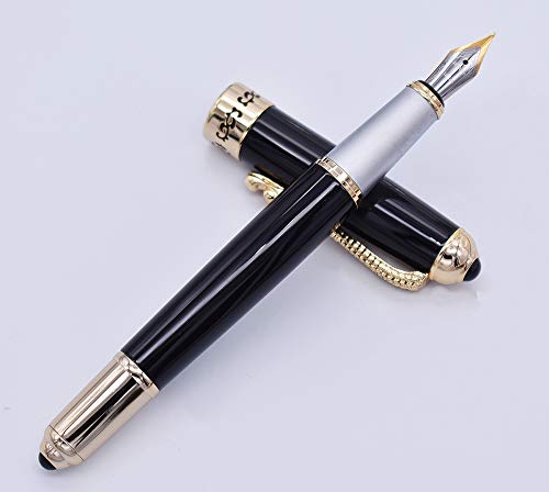 Jinhao 1000 Füllfederhalter, schwarze Spitze, Rubinaugen, Golden Dragon Clip von erofa